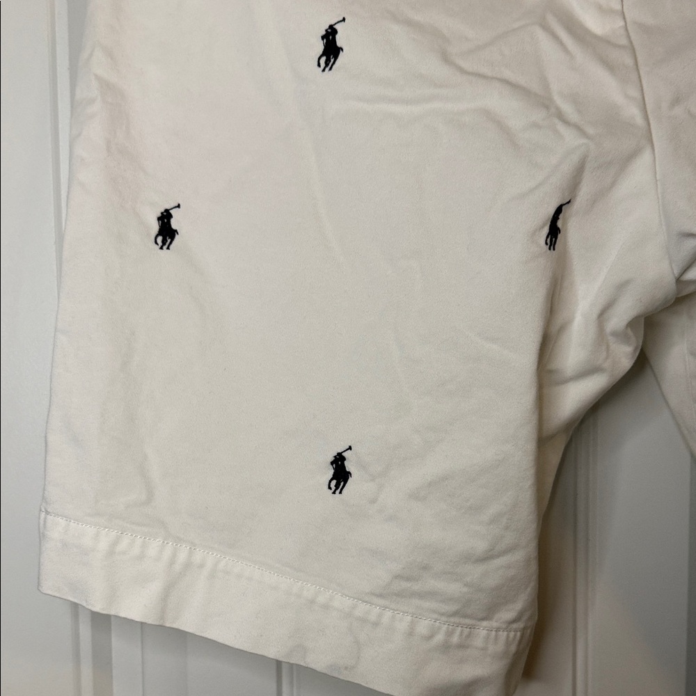 Polo by Ralph Lauren White Embroidered Polo Player Flat Front Shorts - Picture 9 of 14